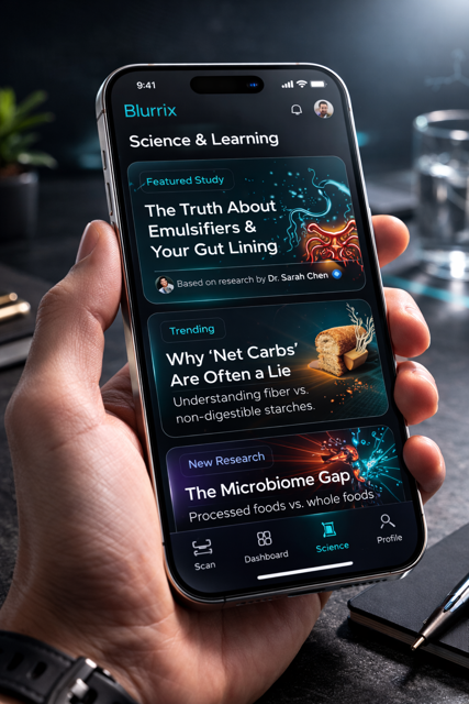 Blurrix app screen — FoodScore analysis