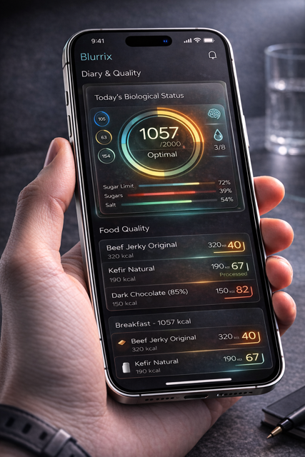 Blurrix app screen — NutriGauge dashboard